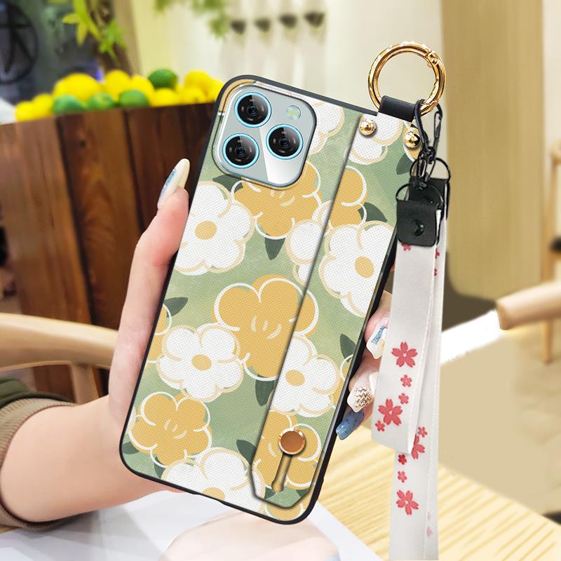 Soft case Oil Painting Phone Case For Blackview A95 Dirt-resistant Anti-dust Anti-knock Lanyard Flower Kickstand Durable
