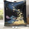 Милое Фланелевое Одеяло с Мультяшным Узором 'S-Stitch', Ультра Мягкий Теплый Плюшевый Плед для Дома, Спальни, Кровати, Дивана, Походный Пикник, Подарок для Детей