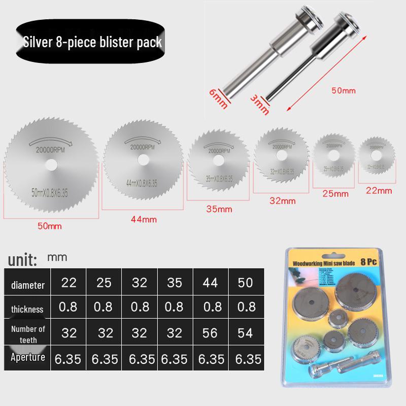 High-Speed Steel Circular Saw Blade Set for Wood, Plastic & Metal - Miniature Size for Hand Drills & Electric Grinders