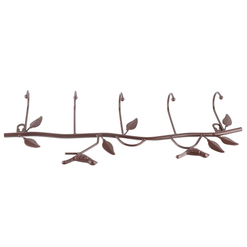 Настенный крючок из железного материала, прочный крючок с декором в виде листьев и птиц для одежды, головных уборов, ключей, пальто, полотенец