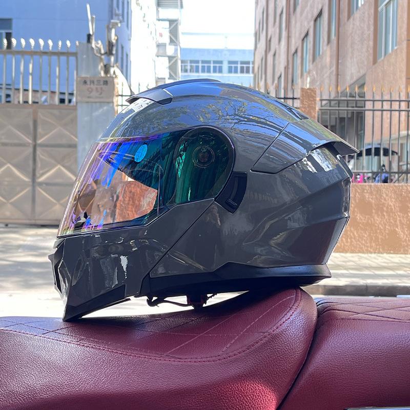 Motorcycle Helmet Peel-off Helmet Men's and Women's Full Helmets Bluetooth Personality Four-season Locomotive Big Tail National Standard