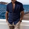 Summer new men's casual versatile shirt solid color slim-fitting short-sleeved top