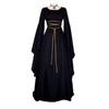 Women Vintage Costumes Sexy Long Sleeve Lace-Up Medieval Gothic Floor Length Dresses Cosplay Retro Long Maxi Dress