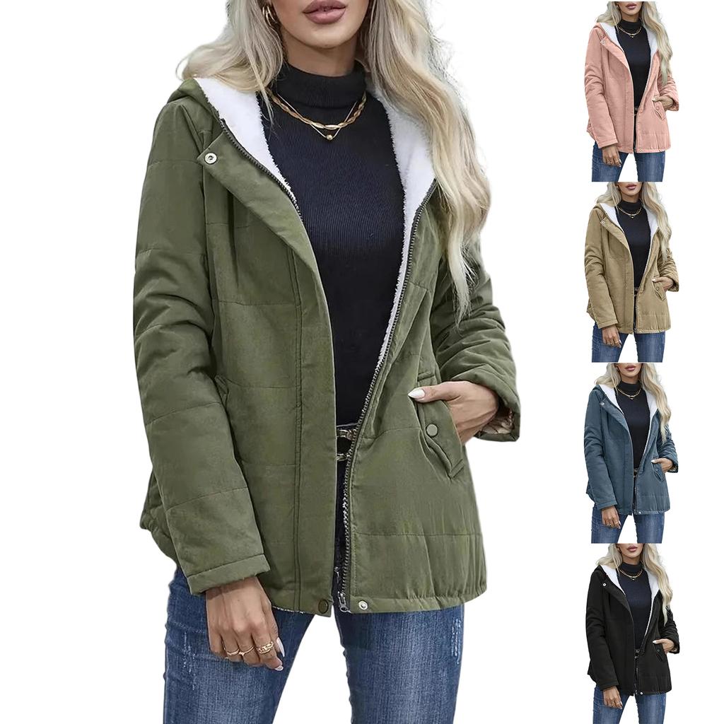 Women's Solid-color Loose Long-sleeved Fashionable And Warm Fleece Jacket
