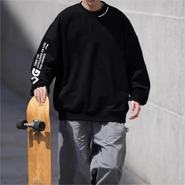 Li Ning Sports Lifestyle Series Letter Print Флисовый теплый свободный свитер-свитшот унисекс-свитшот AWDTB37-5