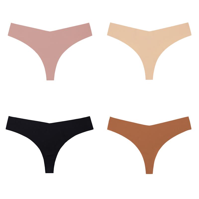 4 шт./лот, женские сексуальные трусики из ледяного шелка с низкой талией, нижнее белье без следов, стринги, женские стринги, дышащее нижнее белье, искушение, нижнее белье