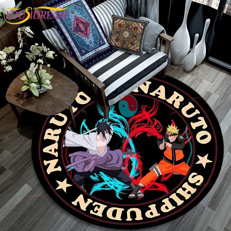 Ковер для гостиной, детские круглые коврики с рисунком Наруто с 3D рисунком для журнального столика, домашний детский напольный ковер, противоскользящий