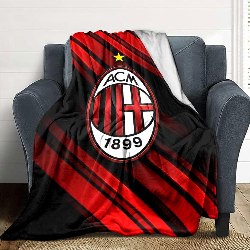 AC Milan Print Flannel Blanket High Quality Warm Comfortable Cover for All Seasons Perfect for Gifts Home Decor