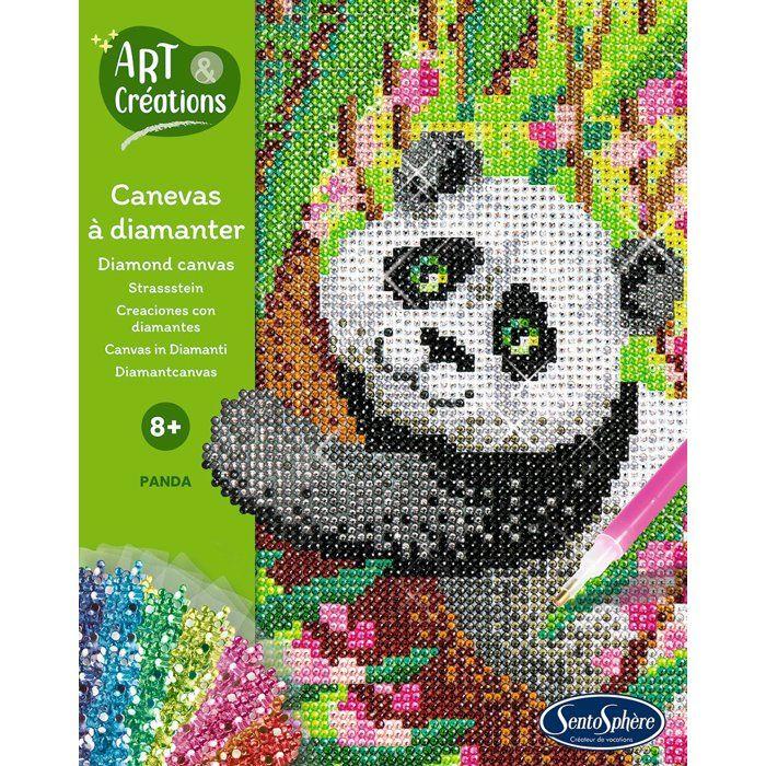 Création a base de mini strass - SENTOSPHERE - Art & Créations - Canevas a Diamanter - Panda - Des 8 ans