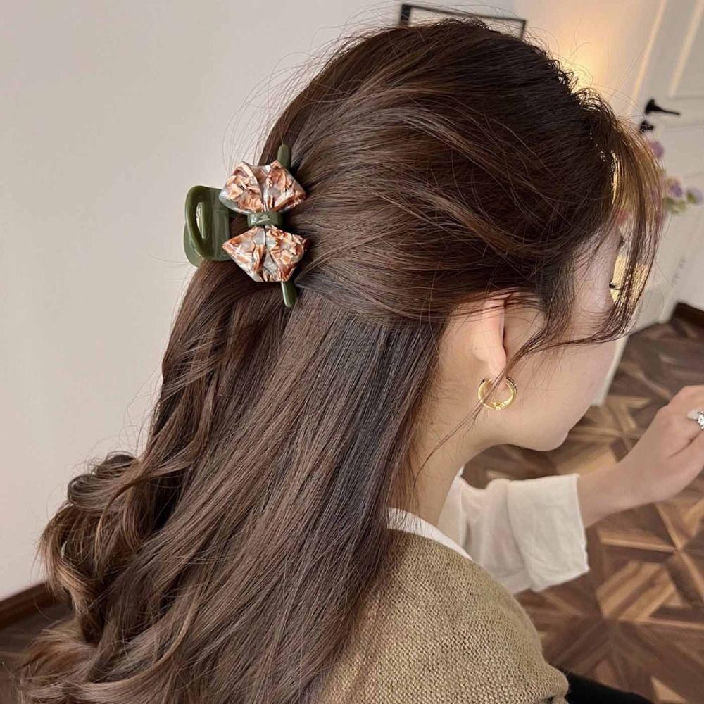 Hair Clip Retro Bow Acetate Hair Claw Jelly Shark Clip Fashion Solid Color Shark Clip  Girls