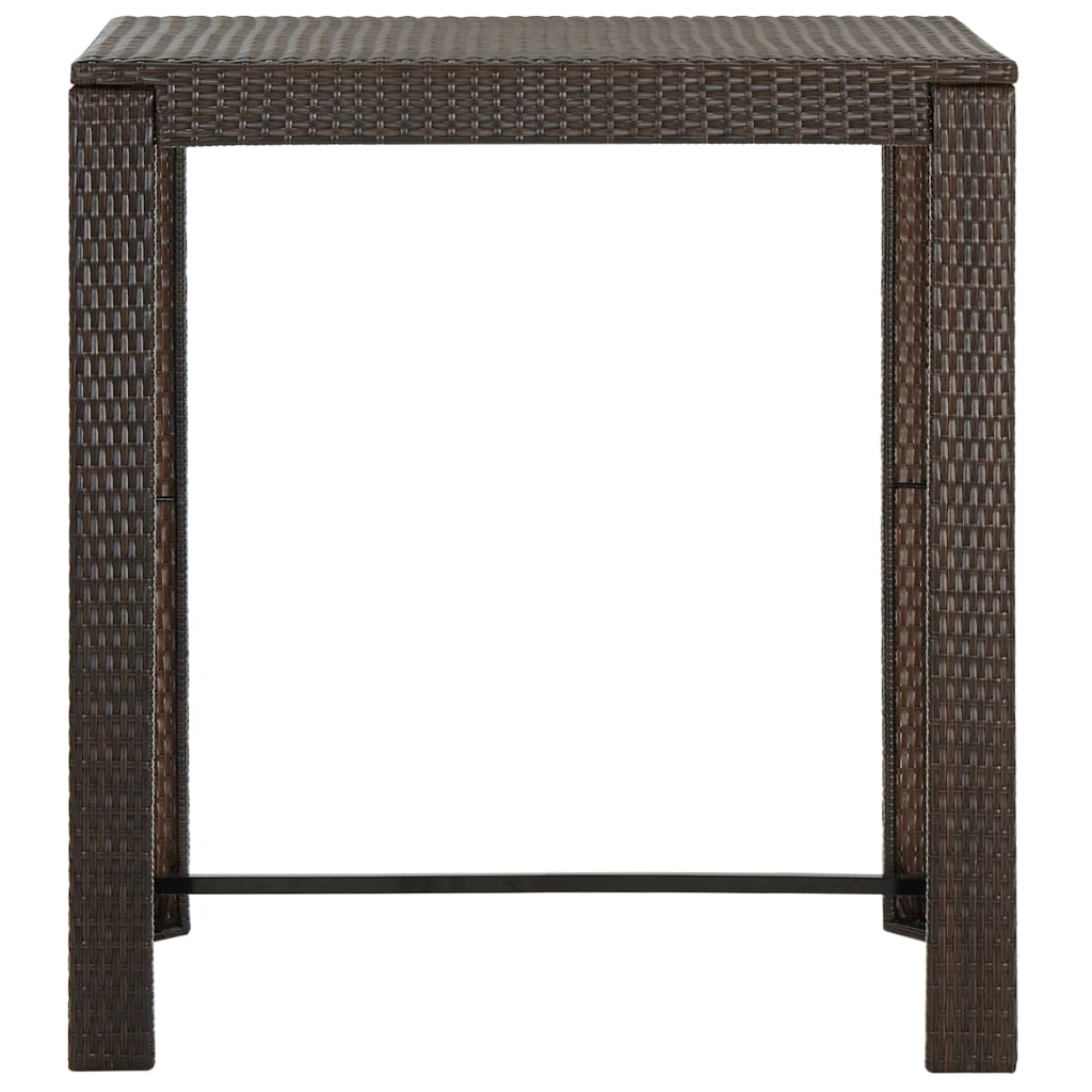 5 Piece Garden Bar Set with Armrests Poly Rattan Brown