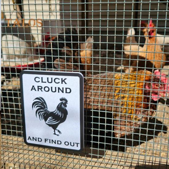 Farmhouse Chicken Sign Cluck Around And Find Out Sign Crowing Rooster Wall Art Desktop Sign for Chicken Coop Home Farm Garden Decor
