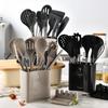 12-Piece Stainless Steel Silicone Kitchenware Set with Storage Bucket – Includes Cooking Shovel, Spoon, and Egg Beater