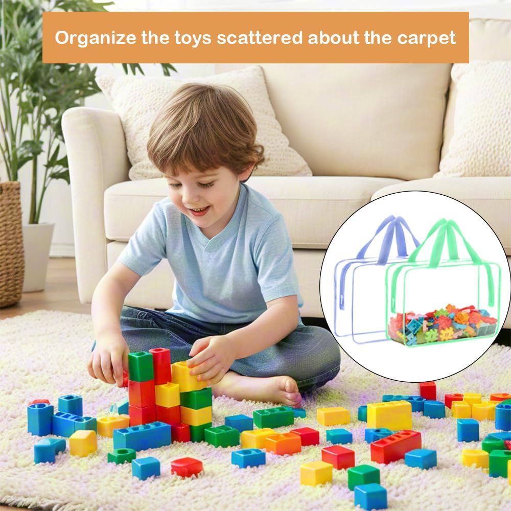 4 large size transparent plastic storage bag with zipper waterproof reusable finishing bag color 4 colors suitable for toys building blocks puzzles