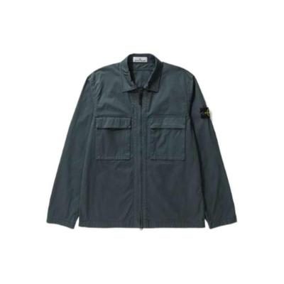 FW22 Эластичный Хлопок Гусиная Лапка Куртка-рубашка с Двойным Карманом Мужские куртки Нефть 771511710-V0057