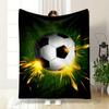 A Soccer Ball Hitting a Green Net with Bright Orange Sparks. for All Seasons Blanket Lunch Break Throw Gift
