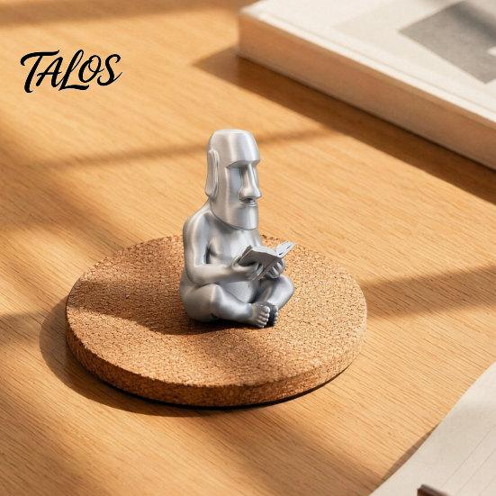 Талос 3D-печатная статуэтка-моаи для чтения, Орнамент, Сидящая со скрещенными ногами Статуя, Настольное украшение, Креативная скульптура, Уникальный подарок для студентов, Офиса