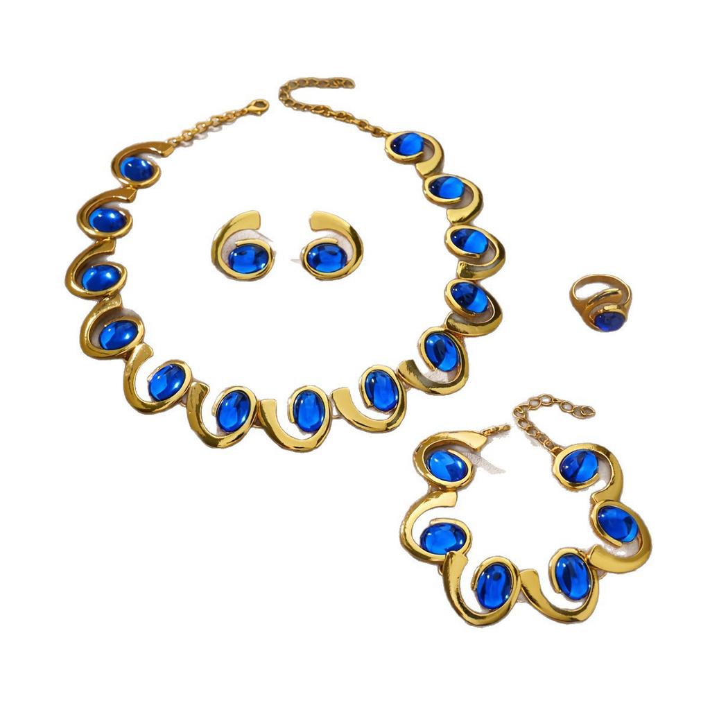 Европейский и Американский Элегантный Геометрический Спиральный Улитка Браслет Ожерелье Серьги-Гвоздики Набор Ретро Персонализированные Женские Украшения