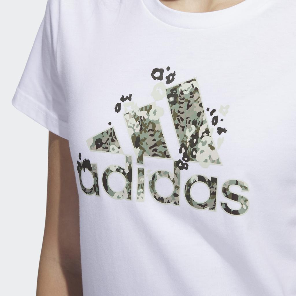 Adidas Футболка с круглым вырезом и принтом букв, облегающая, прямая, с коротким рукавом, женские топы, белые H52233