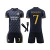Real Madrid Ronaldo Kids Soccer Jersey Set, Black, Polyester Football Kit for Youth Training and Match