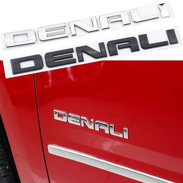 Silver Black For GMC SIERRA DENALI Rear Trunk Side Body Nameplate Logo Emblem Letters Sticker ABS Stereo 3D Car Styling