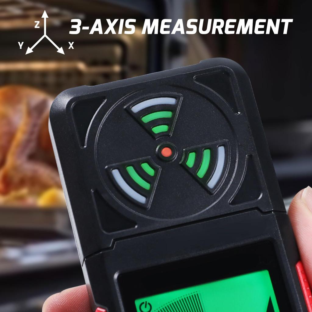 Portable Electromagnetic Radiation Detector WiFi Bluetooth Signal Detection Handheld EMF Tester with Digital LCD Alarm for Outdoor 3-in-1 Home,