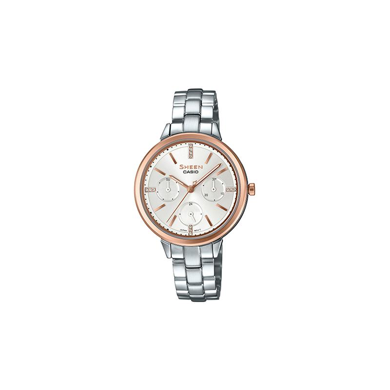 Casio Серия SHEEN водонепроницаемые бизнес-часы кварцевый механизм стальной ремешок японские и корейские часы женские часы белый циферблат SHE-3510SG-7AUPRD
