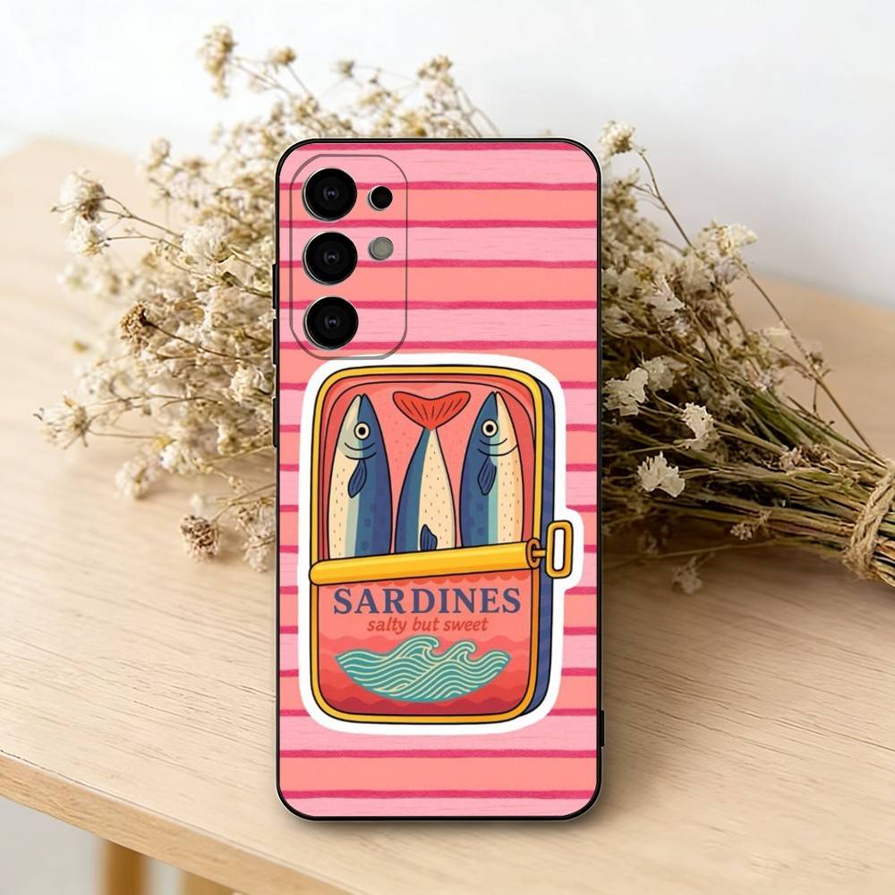 Чехол для телефона S-Sardines F-Fish Art для Samsung S25, S24, S21, S22, S23, S30, Ultra, S20, Plus, Fe, Мягкий силиконовый черный чехол