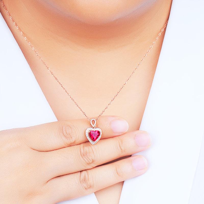 BELLA BOX Новая модная подвеска в форме сердца Love красного цвета розового золота, женская цепочка на ключицу, ювелирные изделия для женщин, очаровательная свадебная помолвка