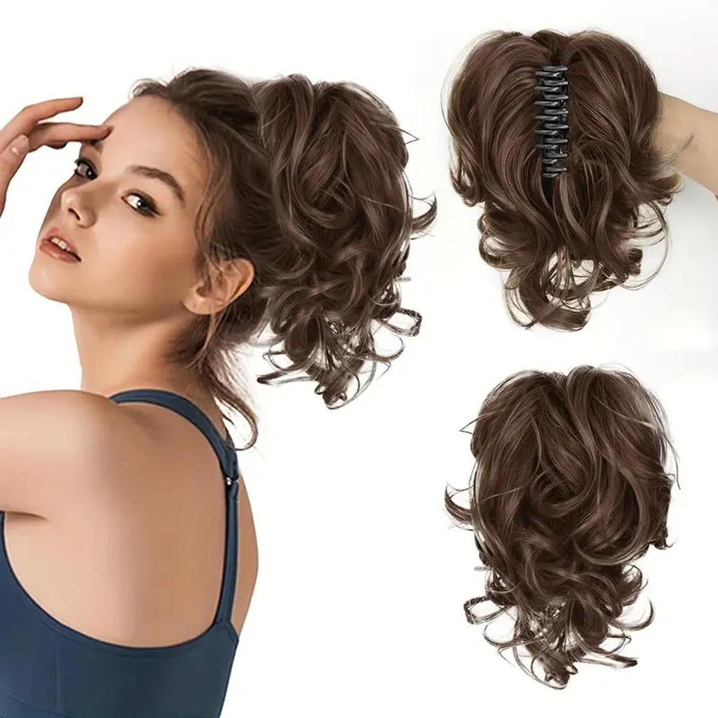 Парик «конский хвост» с большой заколкой, коса из натурального синтетического волокна, модный пушистый короткий хвост с большой волной