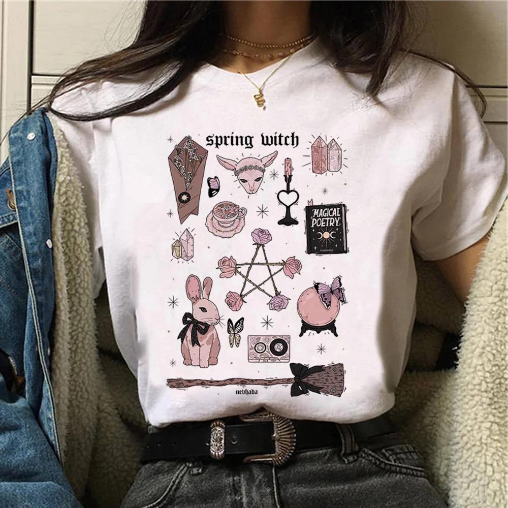 Tee Witch Triple Moon Gothic Sun Top Unisex Harajuku Tshirts Girl Graphic Harajuku 2000s Clothing Unisexs Gothic Style Sleeve Shirt