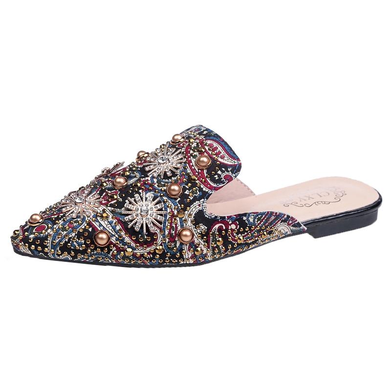 Женские мюли, расшитые стразами, меховые тапочки, бархатные туфли, женские босоножки на низком каблуке с надписью «Love Decorated», женские шлепанцы, размер 40