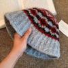 Женская вязаная шапка-рыбак в стиле Fair Isle, большого размера, теплая панама