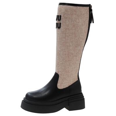 Модные высококачественные осенние ботильоны 6 см, женские зимние вязаные ботинки средней длины, весенние ботинки на платформе и каблуке с круглым носком, Botas De Mujer