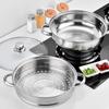 Fish/Soup/Hot Pot Stainless Steel Steamer Tempered Glass Lid Double Boilers Household