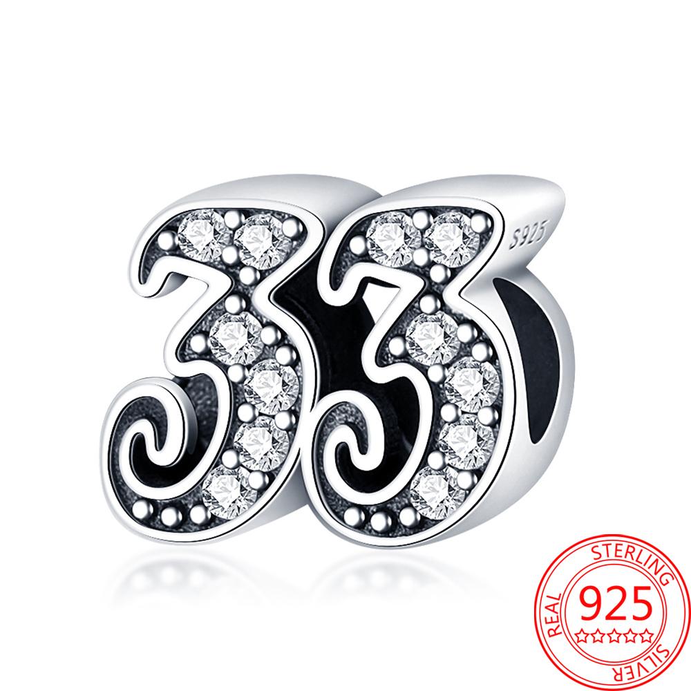 Изящные сверкающие подвески из стерлингового серебра 925 пробы с номером 23, подходящие для модных браслетов и ожерелий, женские ювелирные украшения своими руками, подаркиjavascript: недействительным(0)