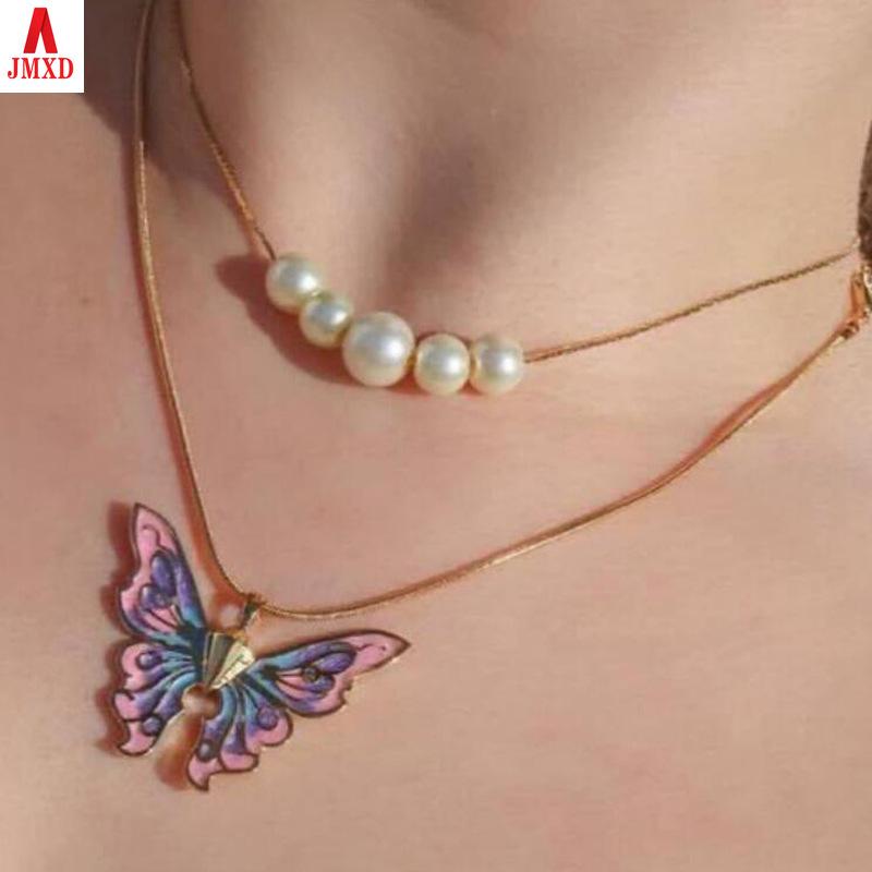 JMXD-Барби ожерелье принцессы с жемчугом и бабочкой ожерелье принцессы с кристаллами пара подруга ювелирные изделия подарочные товары