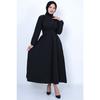Seasonal Hijab Black Dress With Elastic Waist And Belt