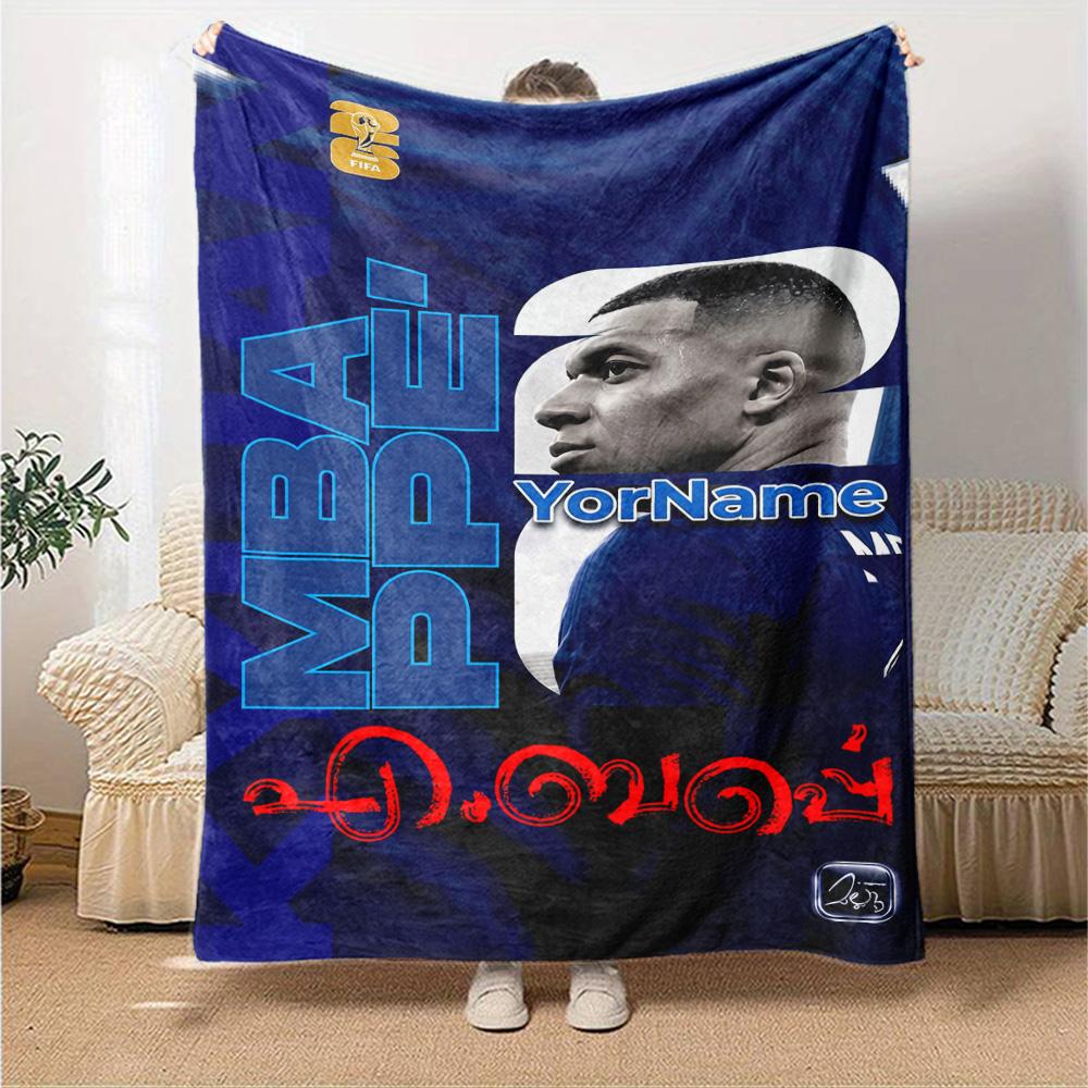 Mbappe Personalized Text Blanket Lightweight Personalized Blanket Comfortable Great for Bed Home Decor Office Nap Ideal for All Seasons