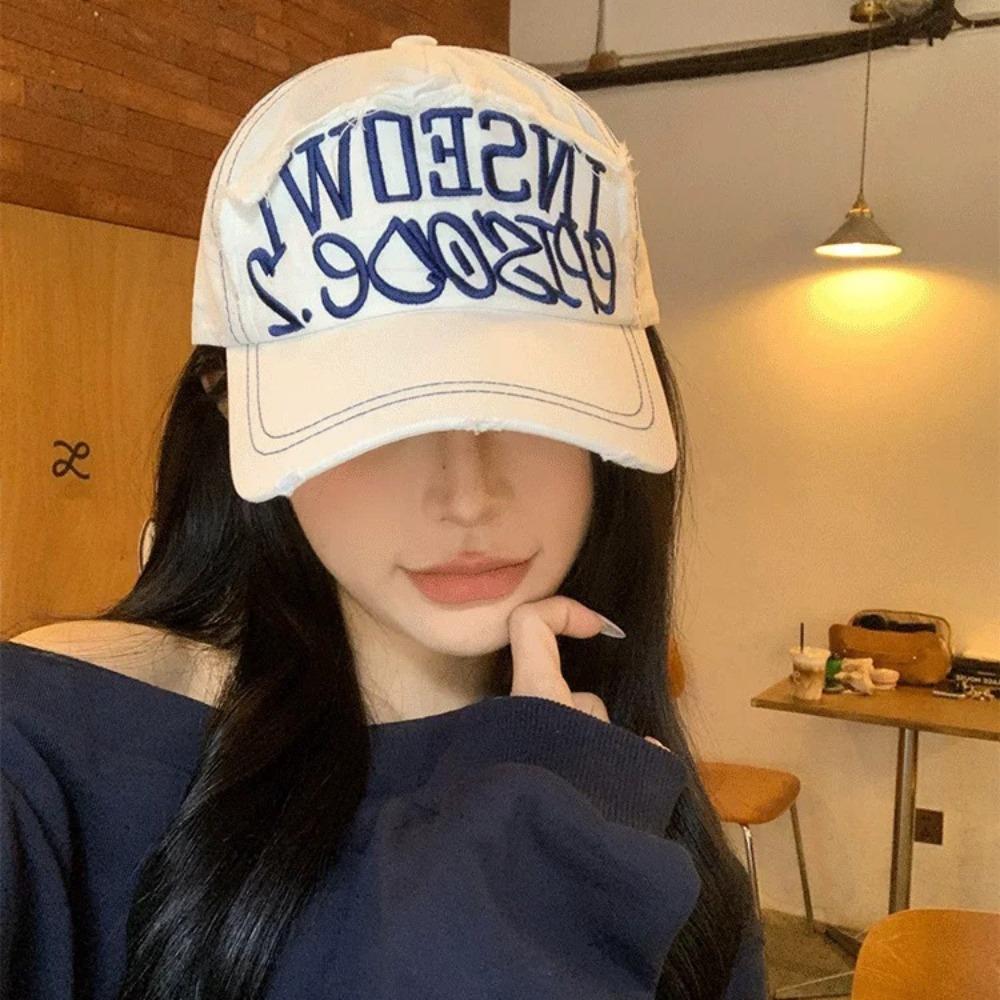Simple Embroidery Letter Baseball Cap Cotton Peaked Cap Baseball Hat Sun Hat  Girls