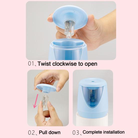 1 Set Electric Pencil Sharpener with Cutter USB Rechargeable Battery Operated Portable Automatic Pencil Sharpener School Student Stationery Gift