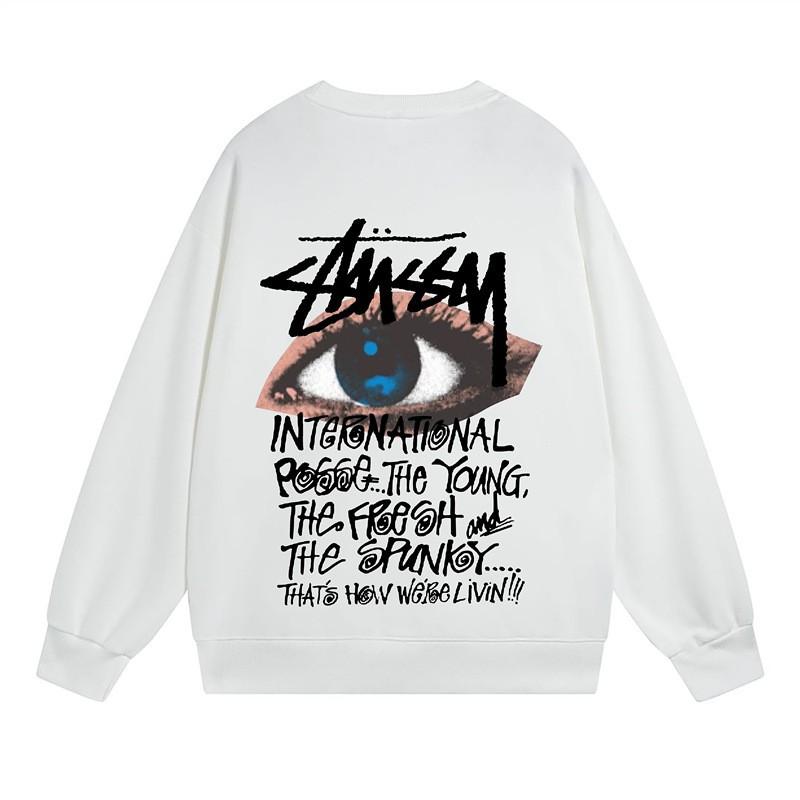 Unisex Streetwear Letter Print Fleece Cotton Sweatshirt Loose Fit Round Neck Long Sleeve Winter Daily Wear