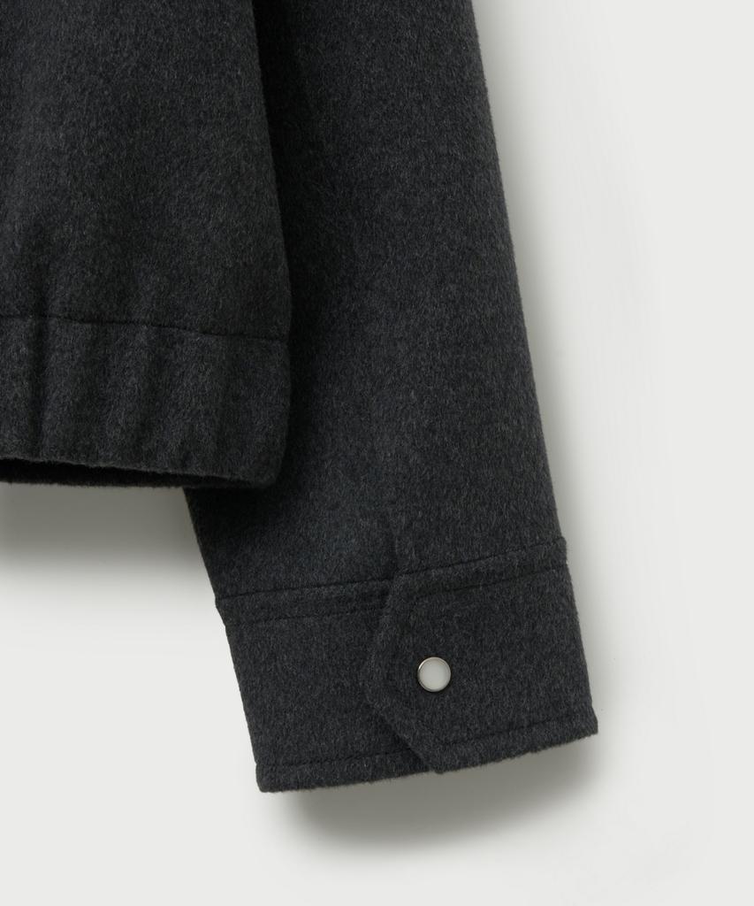 Satur (W) Shearling Collar Wool Blend Jacket Charcoal
