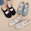 Women Shoes Stretch Band Slip-on Soft Flats Summer Openwork Knitted Mesh Casual Shoes Outdoor Leisure Cloth Shoes Woven