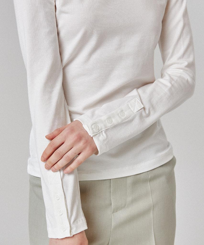 WEREVE Modal Button Long Sleeve Top_White