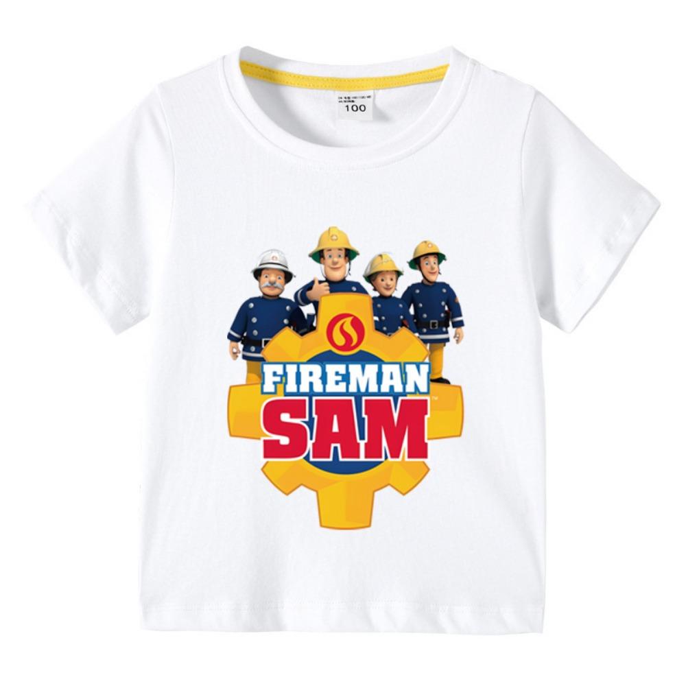 Anime Kids Tee Shirts Fireman Sam  T Shirt for Boys Clothing Funny y2k Tops Children's T Shirt Parent child Tshirt Women