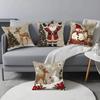 Short Plush Christmas Pillow Cover 45x45cm Sofa Cushion Cover  Xmas Home Decoration