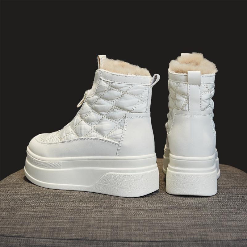 Женские зимние теплые ботинки для снега с застежкой-молнией, ботильоны на толстой платформе с подкладкой из искусственного меха, удобные нескользящие короткие ботинки для ходьбы для женщин