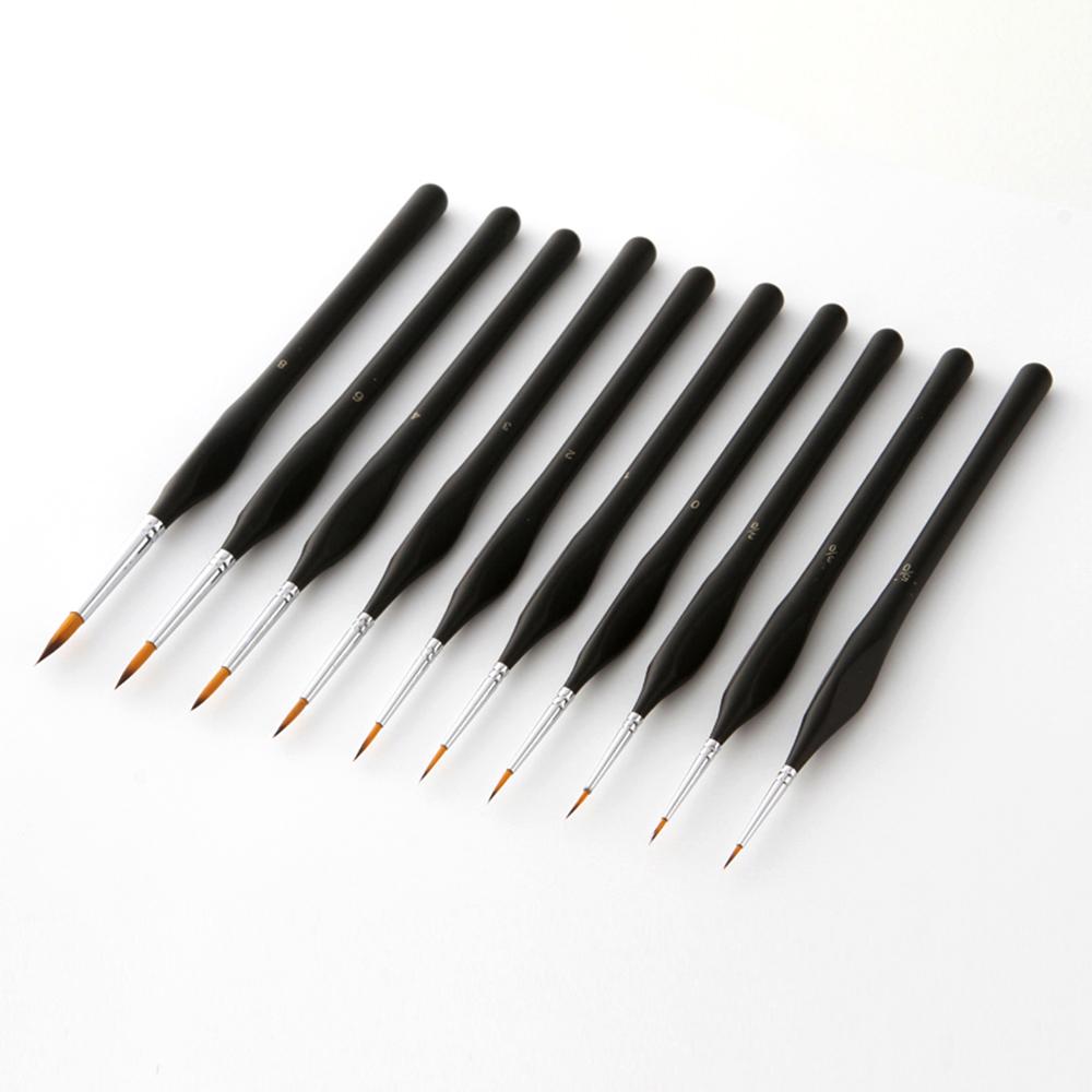Набор кистей для рисования деталей, 10 шт., профессиональные миниатюрные художественные кисти для рисования, нейлоновые волосы