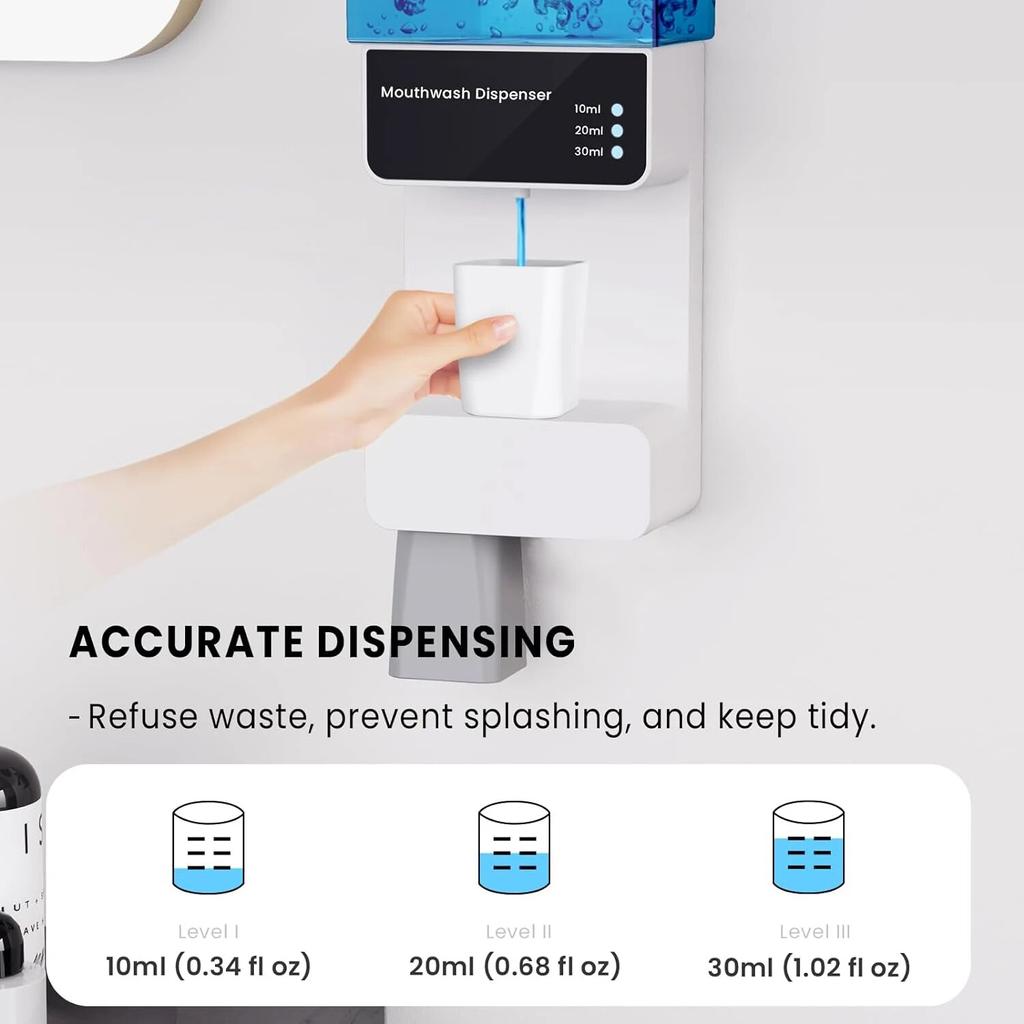 Автоматический бесконтактный дозатор для полоскания рта, 700 мл, настенный дозатор для полоскания рта для ванной комнаты с магнитными чашками